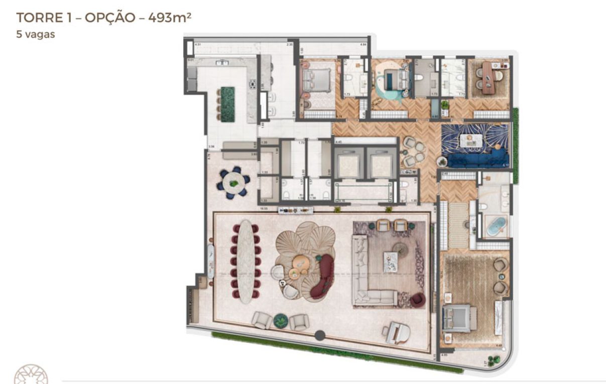 Planta torre 1 493m² opção