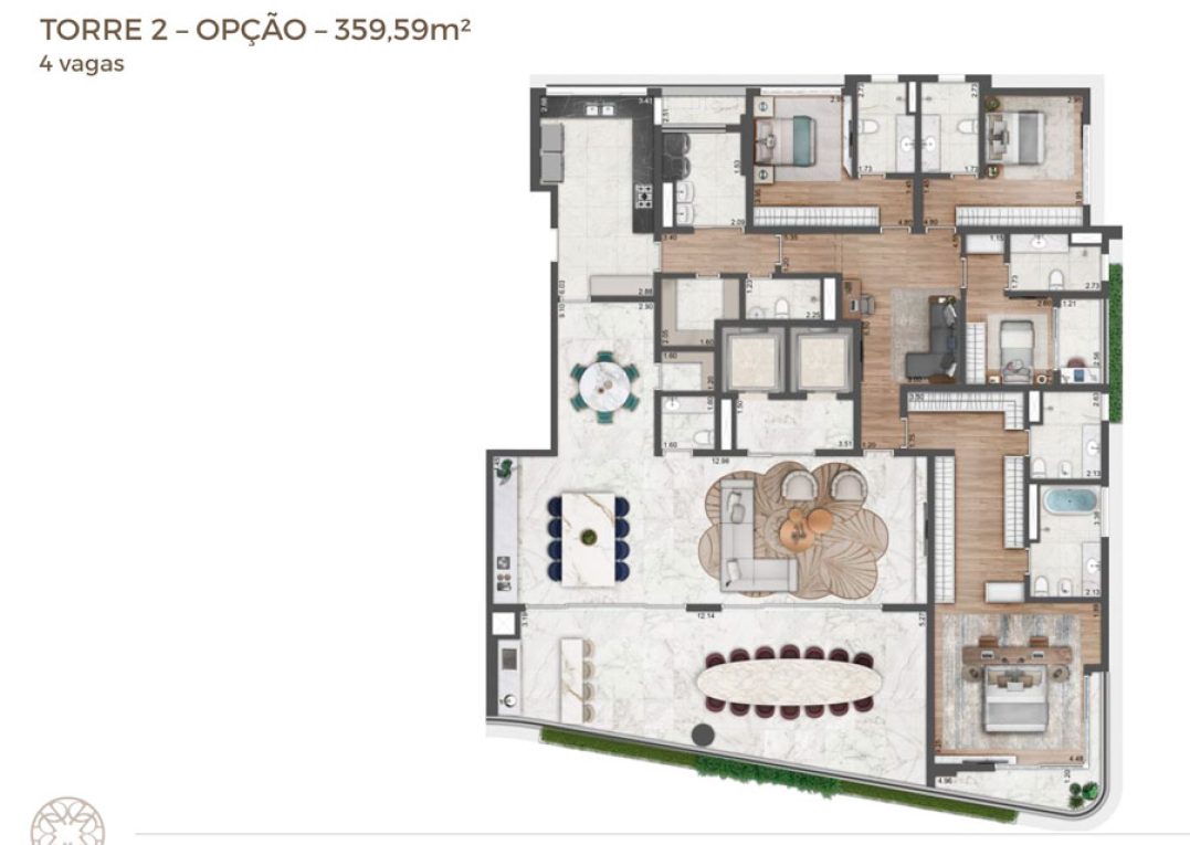 Planta torre 2 360m² opção